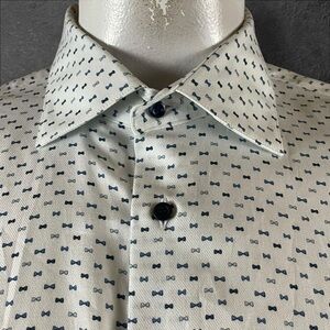 St. Croix Shirt Men's XL Bow Tie Print Button Long Sleeve Contemporary T462